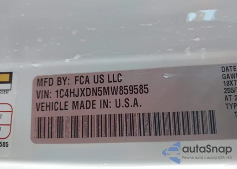 2021 Jeep Wrangler Unlimited Sport Altitude 4X4 z USA, uszkodzony, nr VIN 1C4HJXDN5MW859585